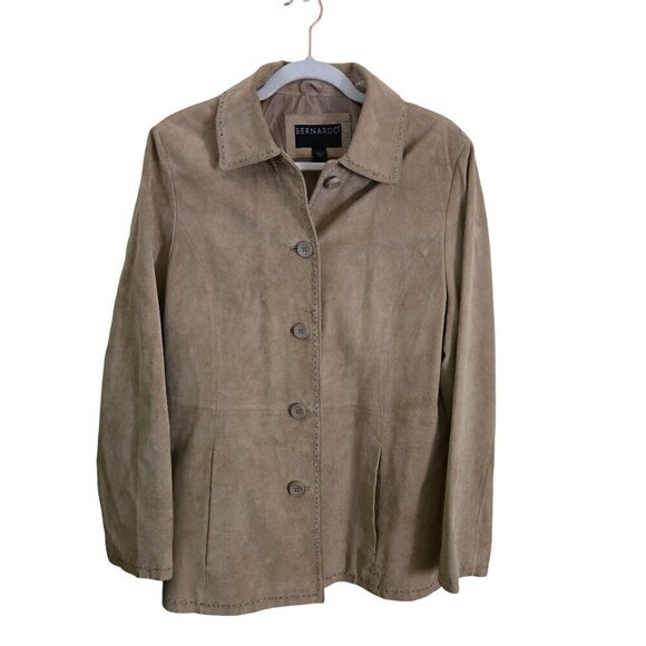 Bernardo Genuine Leather Suede Neutral Beige Jacket Size M - Picture 2 of 8